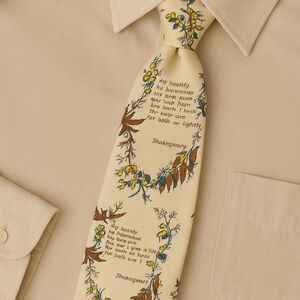Vintage Gino Pompei Handmade Italy Tie Shakespeare Quote Novelty Floral Print